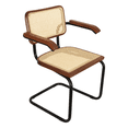 thumbnail image 2 of Breuer Chair Company Marcel Breuer B64 Cesca Cane Cantilever Armchair Arm Chair w/ Black Steel Frame Walnut Wood & Natural Cane (Made in Italy) by Furnish Theory, 2 of 16