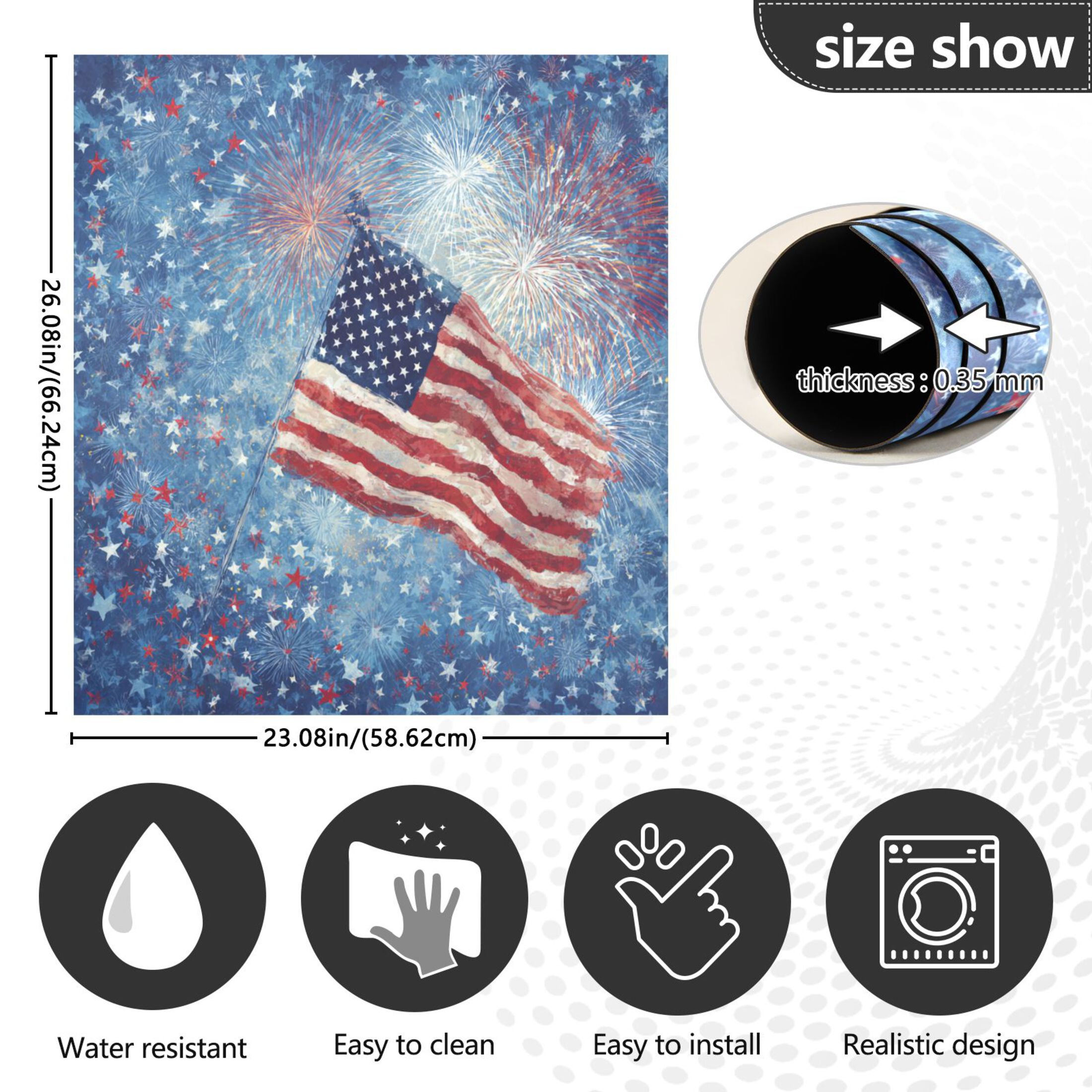 Dishwasher Magnetic Refrigerator Magnet Cover Sticker Home Decorative 23"x26" Fireworks and Flag