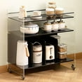 thumbnail image 4 of Acrylic End Table with Wheels, 3-Tier Clear Sofa Side Table Modern Coffee Table with Open Bamboo Storage Shelf, Rolling Storage Acrylic Cart Home Decor Nightstand for Living Room Bedroom (Black), 4 of 7