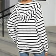 thumbnail image 4 of DianGeFu Womens Hoodies Pullover Plus Size,Women's Casual Loose Drawstring Hooded Striped Long Sleeve Sweatshirt Top,White,XXL, 4 of 5