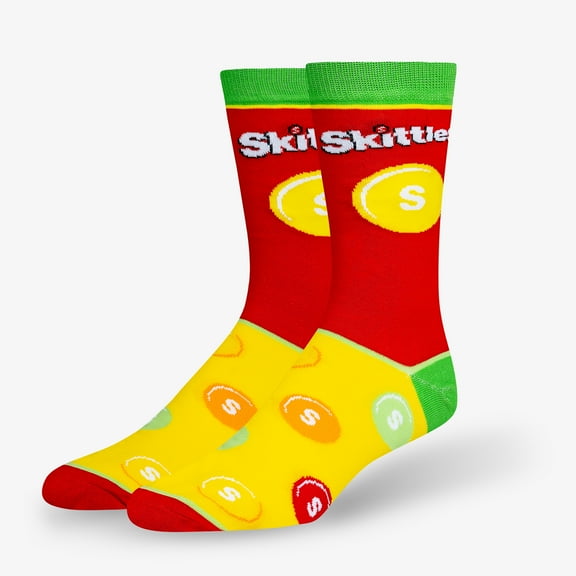 Odd Sox Skittles Crew Socks Novelty Sweet Treat Candy Merch Colorful Soft Cotton Blend Apparel Large