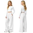thumbnail image 6 of GiLiling Teen Girls Barrel Sweatpants High Waisted Fleece Baggy School Sweat Pants Barrel Leg Pants High Waisted Baggy Fit Pants (White, 9-10 Years), 6 of 7