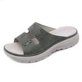 thumbnail image 2 of Summer Leather Slipper Simple Rivet Sporty Wedge Plus Size Slipper for Women, 2 of 6
