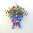 thumbnail image 6 of Lksixu Patriotic Wreath for Front Door, 4th of July Red White and Blue Artificial Flowers Garland with Bow, Star and Stripes USA Flag Floral Basket Wreath Independence Day Welcome Hanging Ornaments, 6 of 9