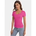 thumbnail image 5 of Women's T Shirts Short Sleeve Scoop Neck Basic Going Out Tops Fashion Slim Fit Tee, 5 of 6