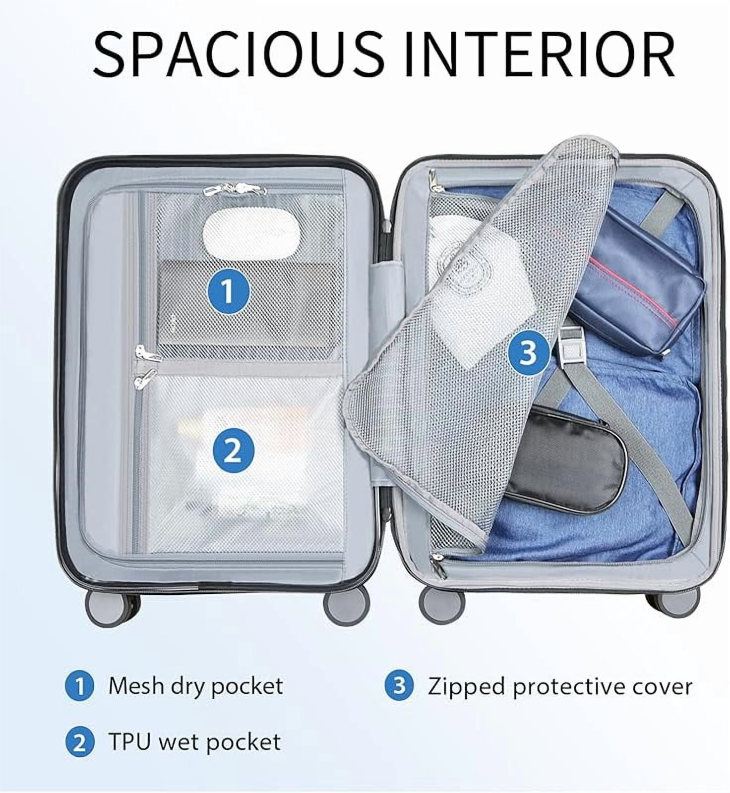 Hardside Expandable Carry On Luggage with Spinner Wheels & Built-in TSA Lock, Durable Suitcase Rolling Luggage with USB Port, Carry-On 20-Inch