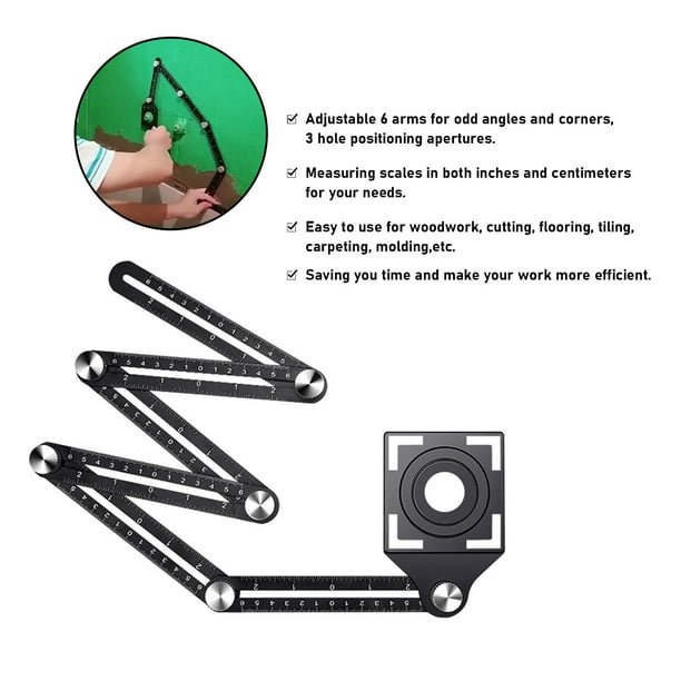 Amdohai Multi Angle Measuring Ruler 6 Sides Hole Positioning