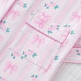 thumbnail image 7 of XIAONU Womens Pink Bow Floral Stripe Print Pajama Set Loose Short Sleeve Notch Collar Loungewear Soft Sweet Relax Pajamas, 7 of 7