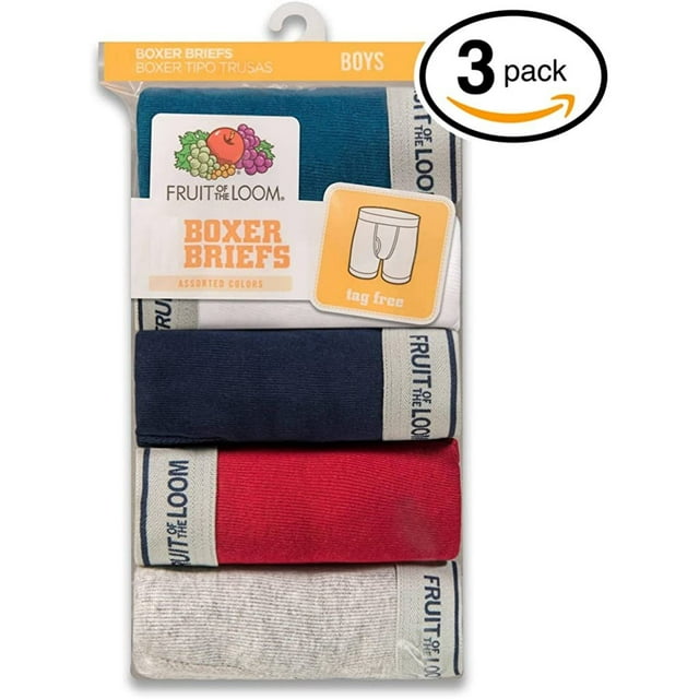 Fruit of the Loom Lot de 3 Boxeurs en Coton Assortis pour Garçons sous-Vêtements L