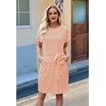 thumbnail image 6 of Women'S Summer Striped Short Sleeve T Shirt Dress Casual Tie Waist with Pockets Orange Color L, 6 of 10