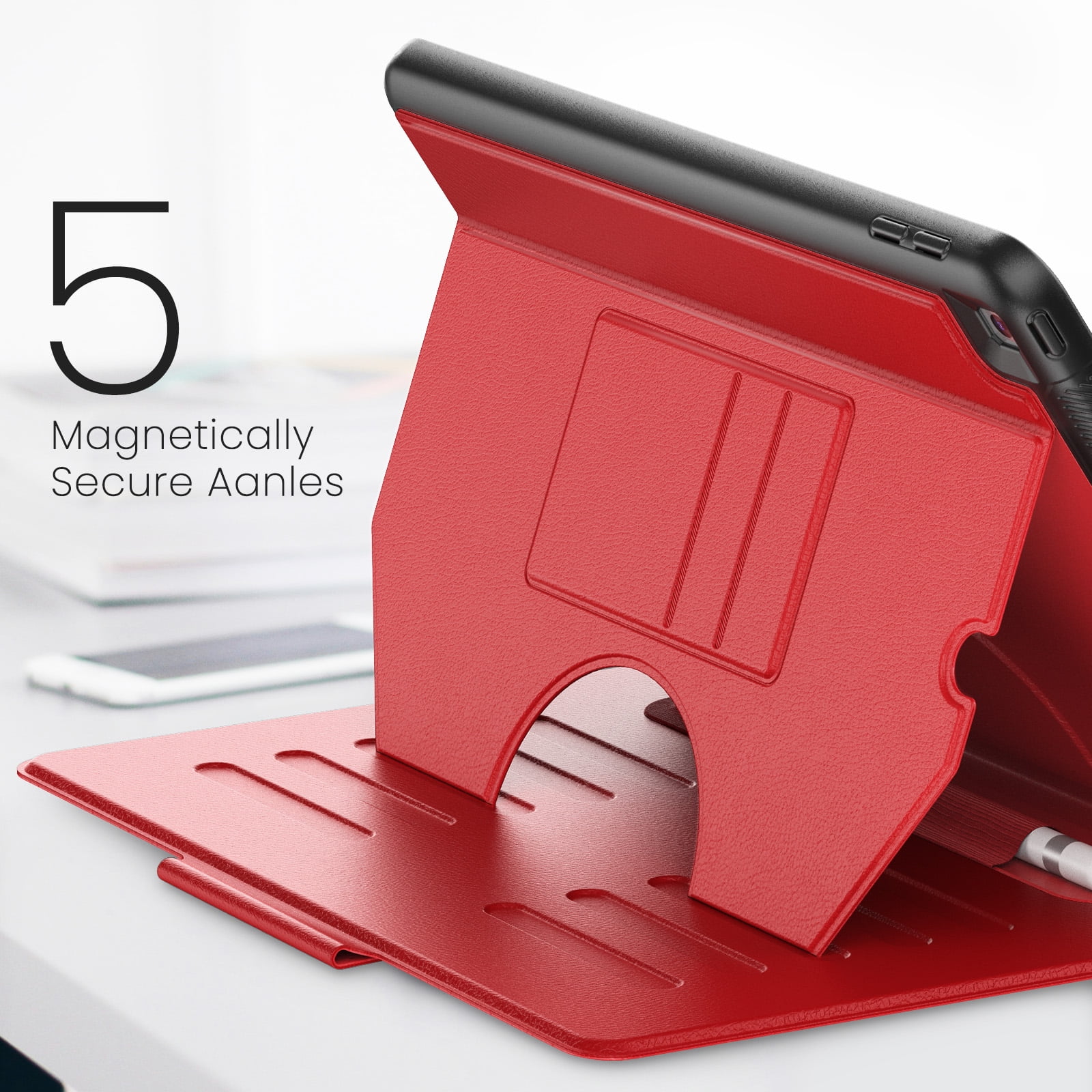 Business-Style Case for Apple iPad 10th Generation (2022) 10.9", Folio Heavy-Duty Case with Magnetic Stand /Pencil Holder /Auto Sleep Wake Function, PU Leather Protective Classic Cover, Red