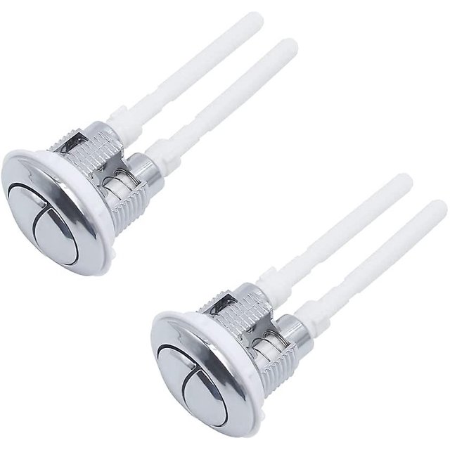 2 botones de tanque de inodoro de 38 mm, botones de descarga de inodoro de doble descarga, bomba de alta presión plateada. Afortunado Sencillez