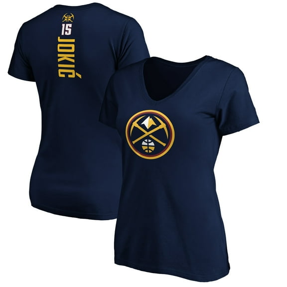 Women's Nikola Jokic Navy Denver Nuggets Playmaker Name & Number V-Neck T-Shirt
