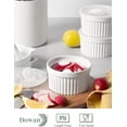 thumbnail image 4 of 10 oz Ramekins with Lids Oven Safe, Large Creme Brulee Ramekin with Covers, Souffle Dishes Porcelain Ramekins Bowls for Baking Sauce Dessert, Set of 6, White, 4 of 8