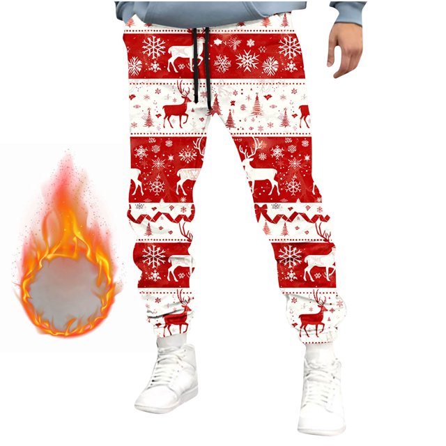 Pantalones largos para hombre, pantalones deportivos ajustados para correr, pantalones deportivos con cordón, pantalones con estampado navideño, pantalones para hombre