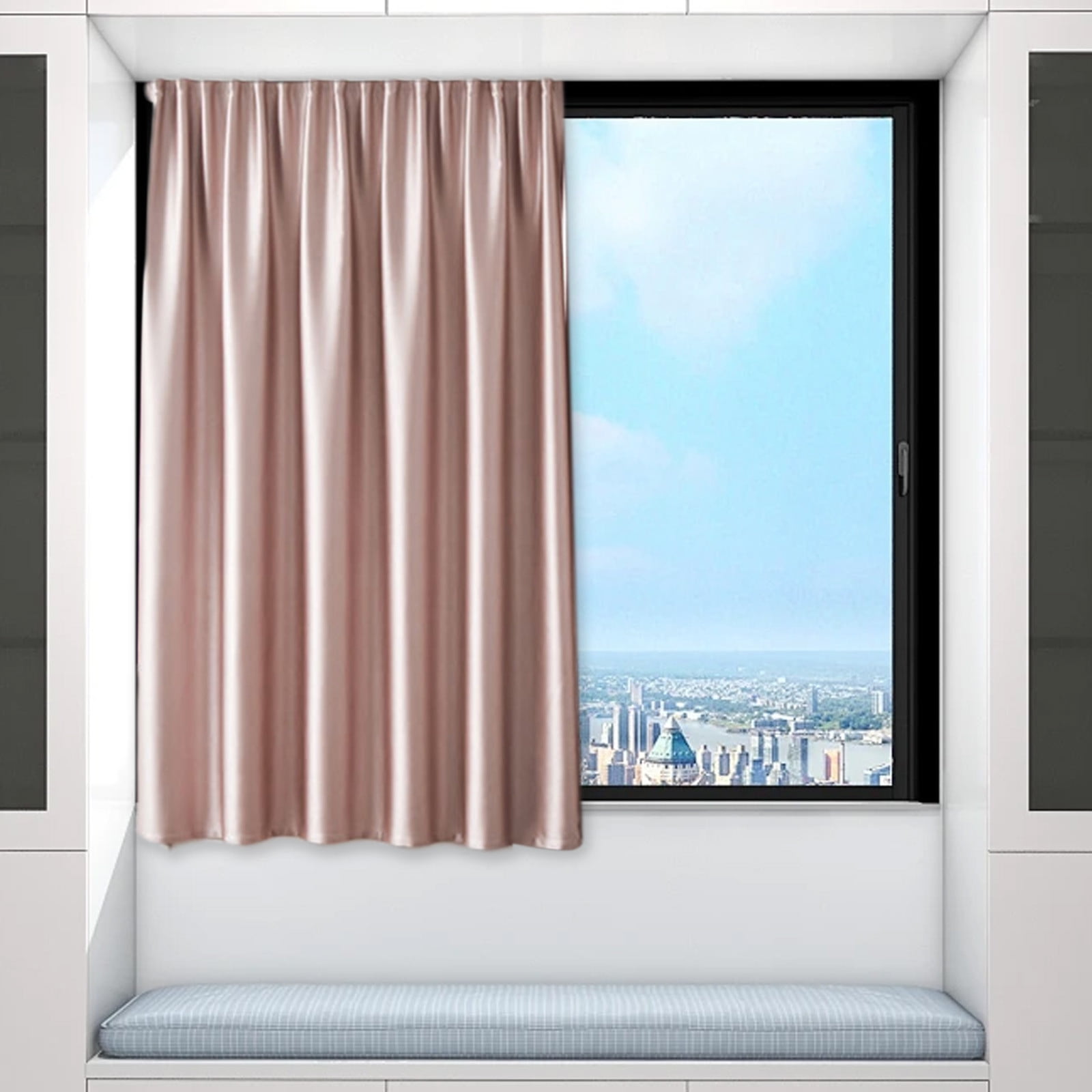 Amvlyk 100 Percent Light Blocking Noise Reducing No Drilling Self-Adhesive Window Curtain Shades For Bedroom - Protection Heat Insulation Soundproofing