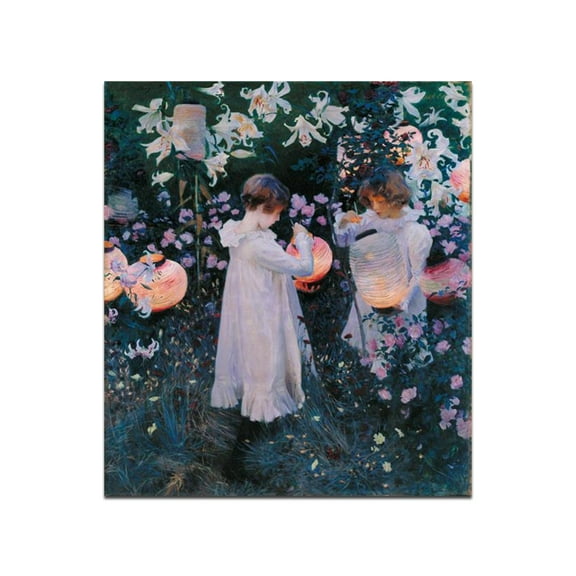 John Singer Sargent Famous Paintings--"Carnation, Lily, Lily, Rose". Canvas Wall Art Picture for Living Room Bedroom