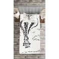 thumbnail image 3 of Ambesonne Sketchy Quilted Bedspread Set 2 Pcs, Hot Air Balloon Clouds, Twin Size, Charcoal Grey White, 3 of 3