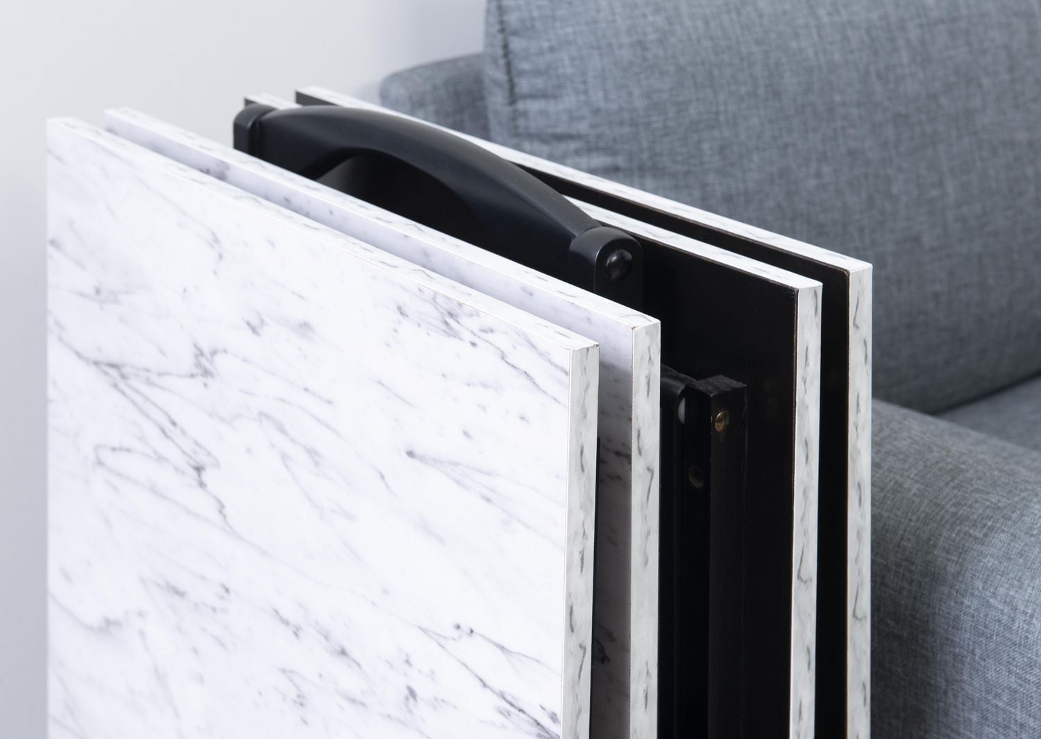 Giles White Faux Marble Tray Table Set