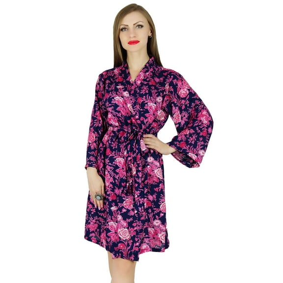 Bimba Women Short Rayon Robe Floral Getting Ready Bridesmaid Robes Coverup