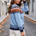 thumbnail image 6 of QSAWXQZ Women's Crewneck Sweater Long Sleeve Color Block Fair Isle Jacquard Pullover Casual Knit Top L, 6 of 6