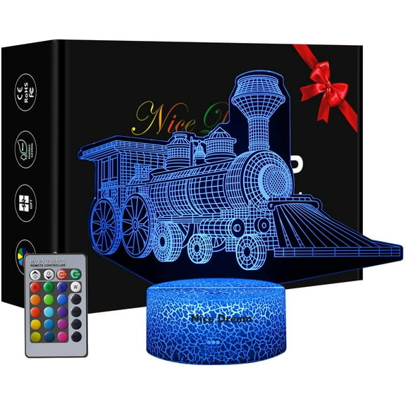 YSITIAN Train 3D Illusion Lamp, Train Gift for Boys, 16 Colors Changing Night Light G1116-479