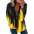 thumbnail image 2 of Puntoco moda mujer cuello pico manga larga camiseta verano estampado blusa suelta tops Puntoco Puntoco-3525, 2 of 5