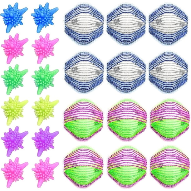 Bola Para Lavadora, Depilación, Anti Enredos, Limpieza De Ropa, 24 Piezas, Que Contiene 12 Bolas De Nylon, 12 Bolas De Plástico, Reutilizable