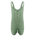 thumbnail image 3 of Women's Summer Short Overalls Adjustable Strap Cotton Linen Button Bib Jumpsuits Casual Loose Shortalls with Pocket (X-Small, Green), 3 of 5