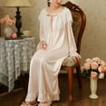 thumbnail image 2 of SWSMCLT Women's Lantern Victorian Vintage Sleeve Nightgown Old Fashioned Night Shirt Long Sleeve Loungewear Mid Calf Bow Pink Medium, 2 of 5