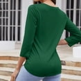 thumbnail image 4 of Women's Slim-Fit T-Shirt V Neck 3/4 Sleeve Tops Solid Color Casual Shirts Summer Tees Leisure Loose Basic T Shirt, 4 of 6