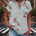 thumbnail image 3 of JTZGDY Linen Shirts for Women Cute Summer Short Sleeve Half Button V Neck Graphic T-Shirts Trendy Oversized Casual Tie Dye/Floral Printed Beach Vacation Tunic Tees Blouse C-Light Blue#02 M, 3 of 7
