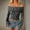 Grey, variant on Women Tshirts Leopard Print off Shoulder Mesh Crop Top with Ruffle Trim Detail Women's T-Shirts Grey L