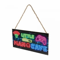 LAMIRO Neon Gaming Decor Wooden Door Sign Boys Bedroom Wall Art Gamer Room Decor