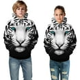 thumbnail image 2 of Byoo Little Girls White Tiger 3D Printing Hoodie Cute Funny Kangaroo Pocket Full Sleeve Hoody Pullover Top Cozy Sport Sweatshirts, 2 of 4