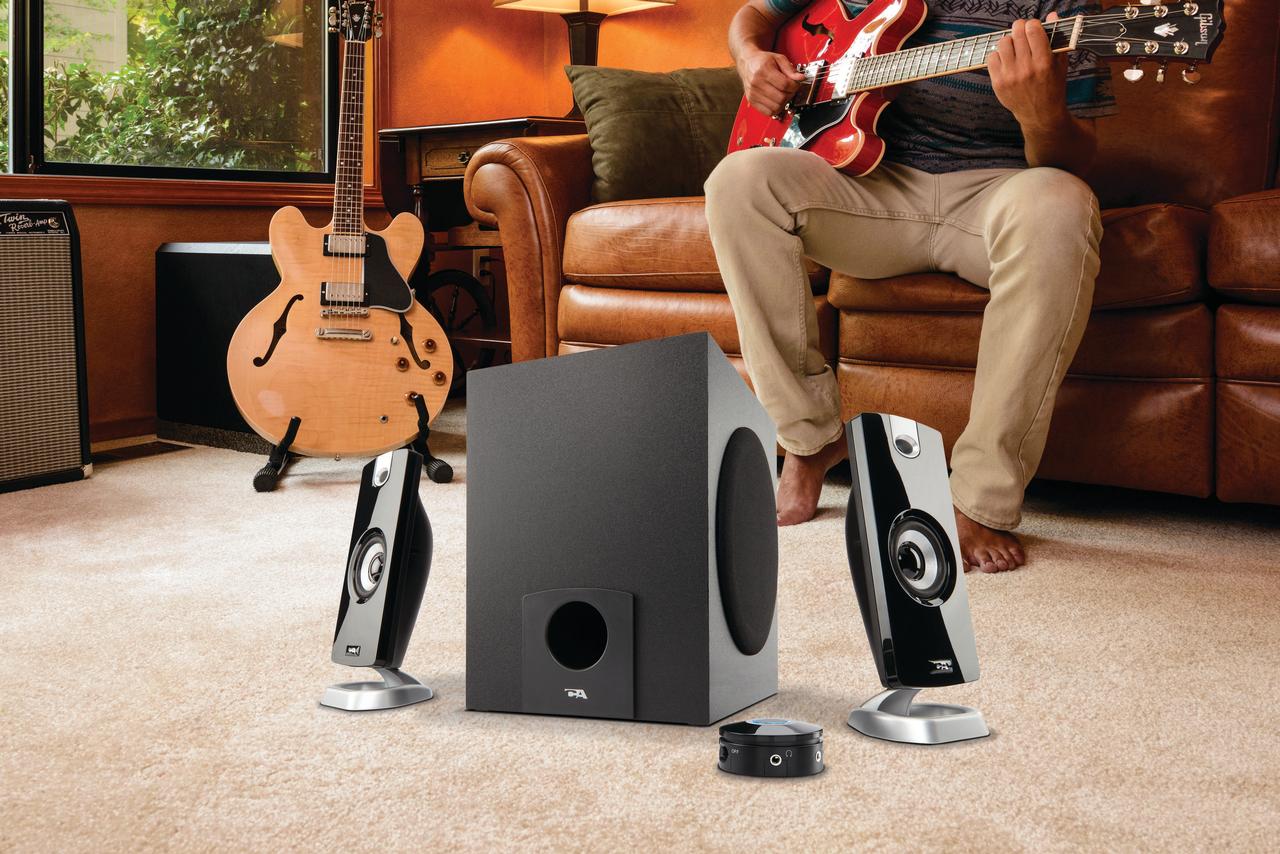 Cyber Acoustics CA-3090 9 Watts total RMS 2.1 3 Piece Flat Panel Design Subwoofer & Satellite Speaker System - image 2 of 4