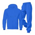 thumbnail image 6 of Men's Tracksuit 2 Piece Casual Long Sleeve Full-Zip Fleece Hoodie Sweatshirt pocket and pants Sweatsuits Fall Winter Fashion Lightweight Jogging Outfitsfor Blue M, 6 of 8