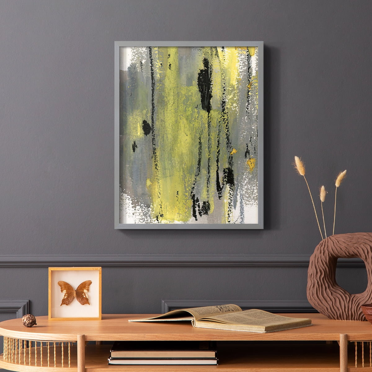 Loft Pastel II Framed Print in Gray Solid Wood Framed Print No Nail Hanging