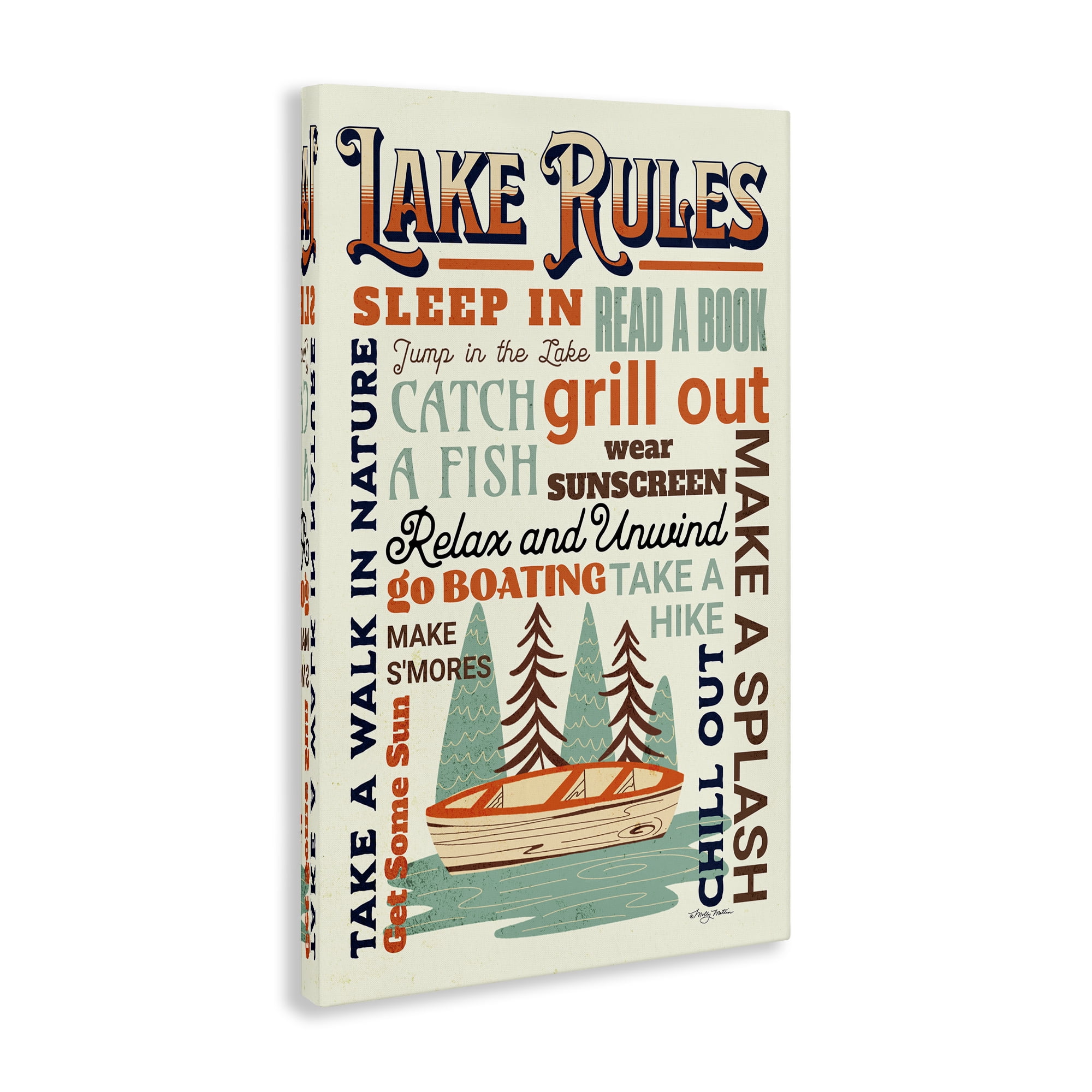Stupell Industries Lake Rules Fun Activities Text & Numbers Painting Wrapped Canvas Art Print Wall Art, 20 x 30