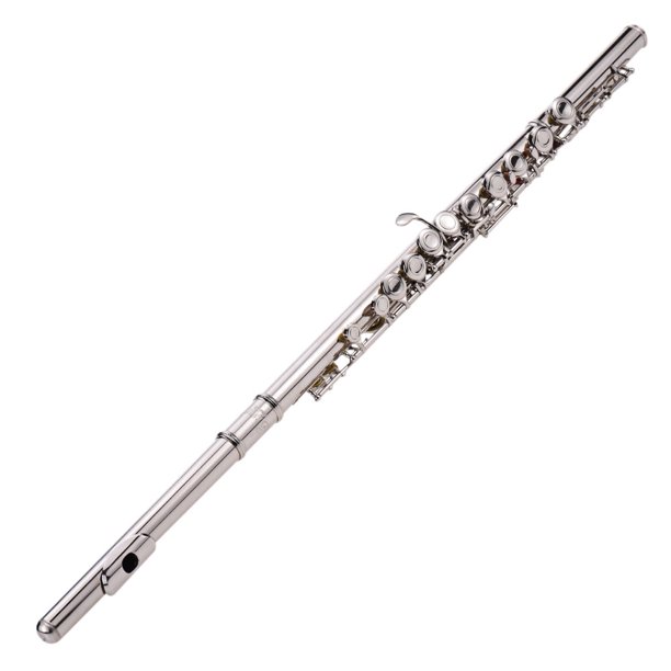 Flauta de Concierto Occidental Chapada en Plata 16 Agujeros C Llave Cuproníquel Instrumento de Viento de Madera con Paño de Limpieza Guantes de Palo Mini Destornillador Bolsa Acolchada