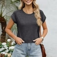 thumbnail image 5 of Qwertyu Women Cap Sleeve Tops Crew Neck Business Casual Tshirts Loose Fit Basic Summer Blouses Dark Gray M, 5 of 6