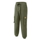thumbnail image 3 of Pantalones cargo de largo completo y cintura media para hombre: estampado a cuadros lisos, cordón, bolsillos; pantalones deportivos informales para la playa, para todas las estaciones, poliéster; t, 3 of 7