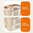 thumbnail image 6 of Xuniizn Laundry Basket, Collapsible Laundry Hamper & Large Storage Bin - Foldable Laundry Baskets with Handles, Space-Saving Laundry Hamper for Home, Dorm, Office, Plastic, Beige, 6 of 8