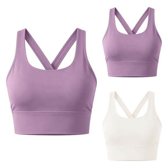 Summer Sales LSONABXA Saving $5 Sports Bras For Women with Padded Wireless Backless Bulit in Bra Yoga Top Fitness Sport Running Wear Purple