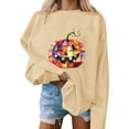 thumbnail image 3 of Kilaqueen Pumpkin Halloween Sweatshirts for Women Casual Fashion Oversized Hoodie Graphic Printed Crewneck Sweatshirts Warm Fall Pullover Blouses, 3 of 5