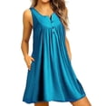 thumbnail image 4 of Vestido de mujer Chaleco plisado con botones Vestido informal sin mangas con bolsillo, Cian oscuro, M seitruly AP002060-32, 4 of 6