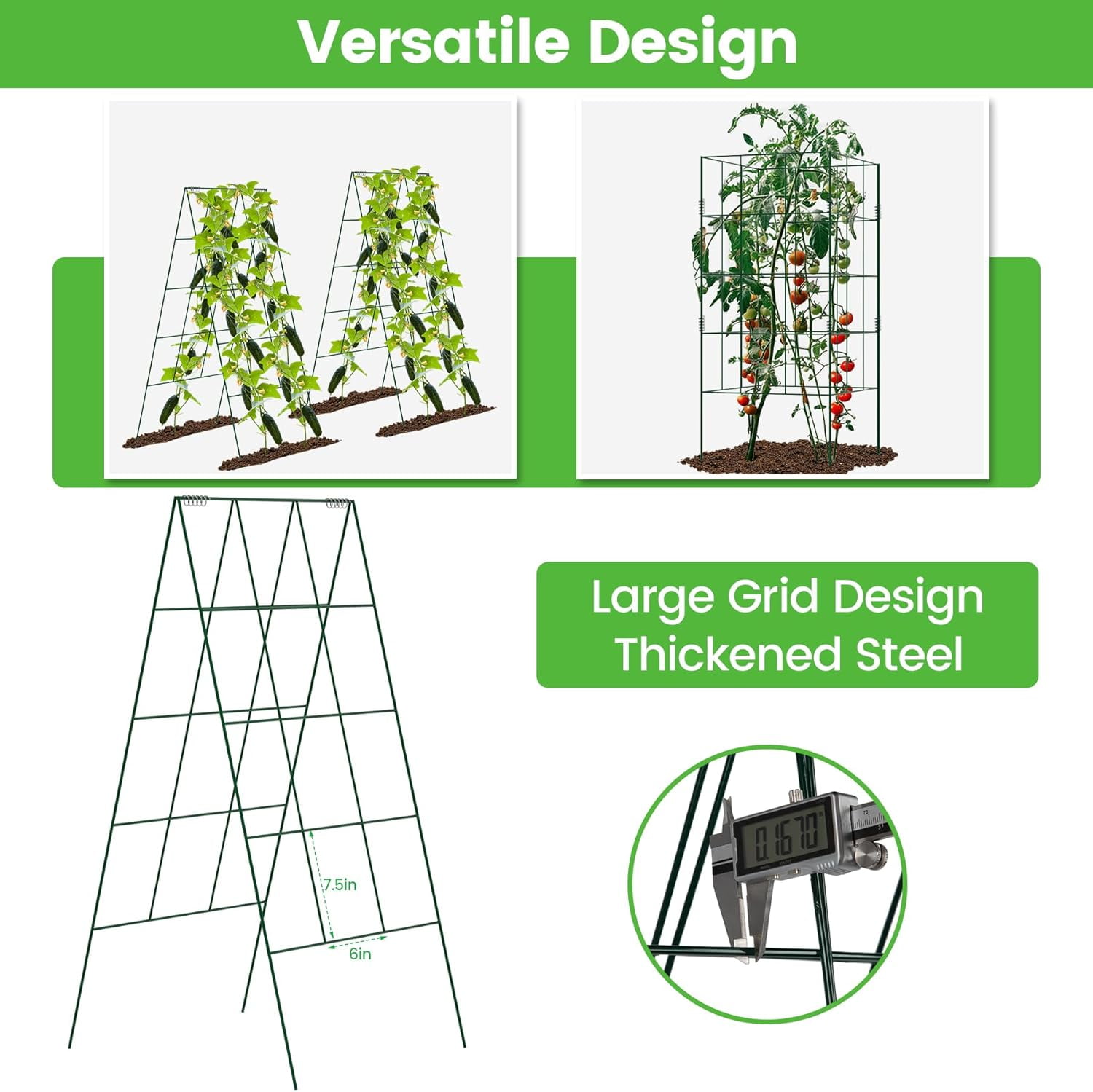 Foldable Cucumber Trellis - 2 Pack, A-Frame Garden Trellis 46" L x 18" W, Steel Climbing Plants Support Raised Bed Trellis with Twist Ties & Plant Bags for Climbing Plants Outdoor
