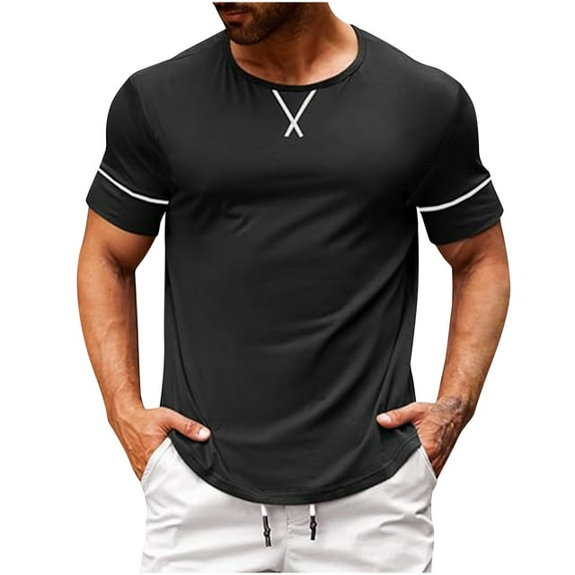 Timegard T-Shirts pour Hommes Grande Taille Col Rond Manches Courtes Tee-Shirts de Musculation Fins pour Course