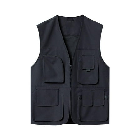 Olyvenn Men s Outdoor Multi-Pocketed Utility Vest Photographer Angler Vest Safari Travel Quick Dry Breathable Lightweight Mesh Fishing Vest Black 6