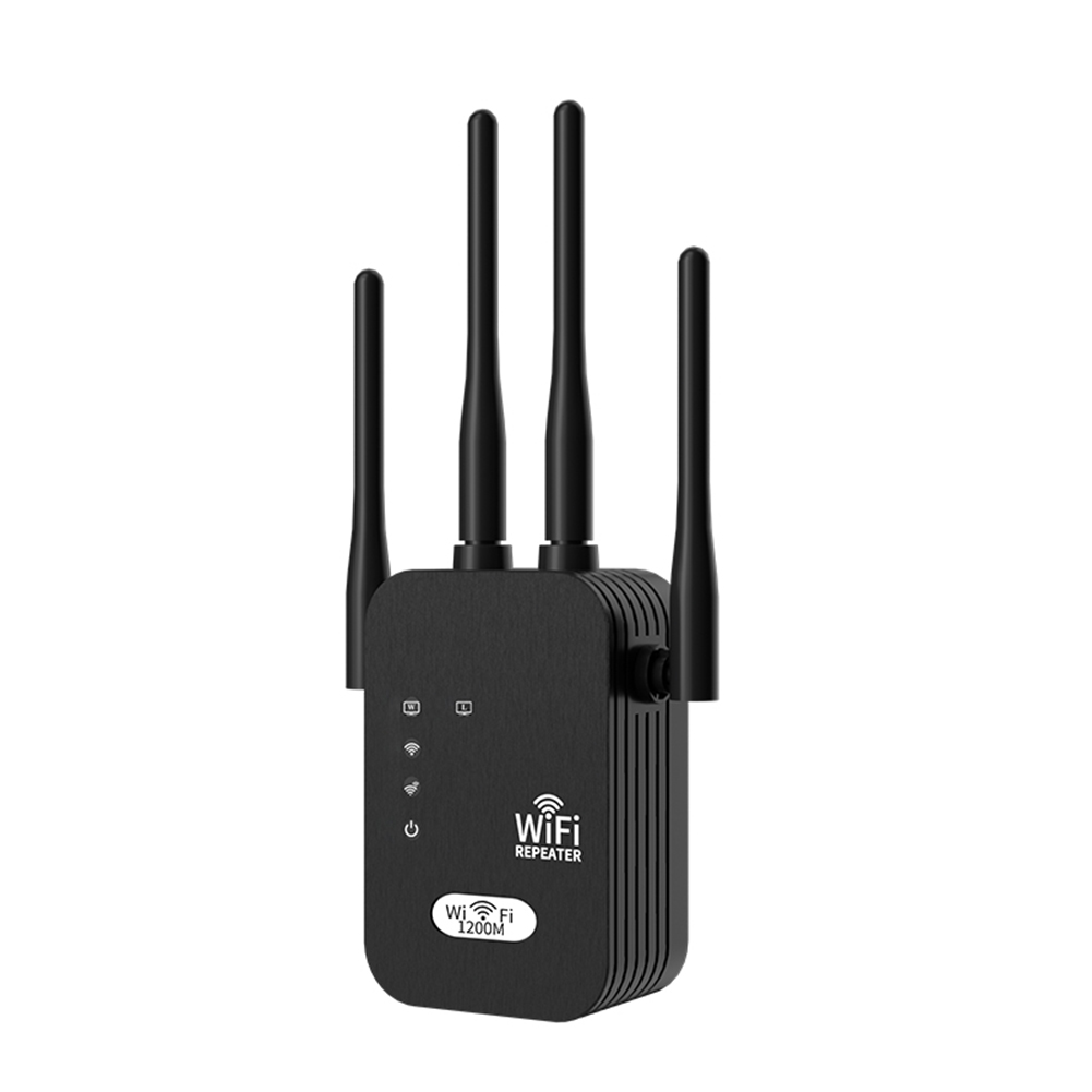 Geabo WiFi Extender Booster 1200Mbps Dual Band 5GHz 2.4GHz 4 Antennas Wider Coverage Wireless Signal Amplifier US Plug